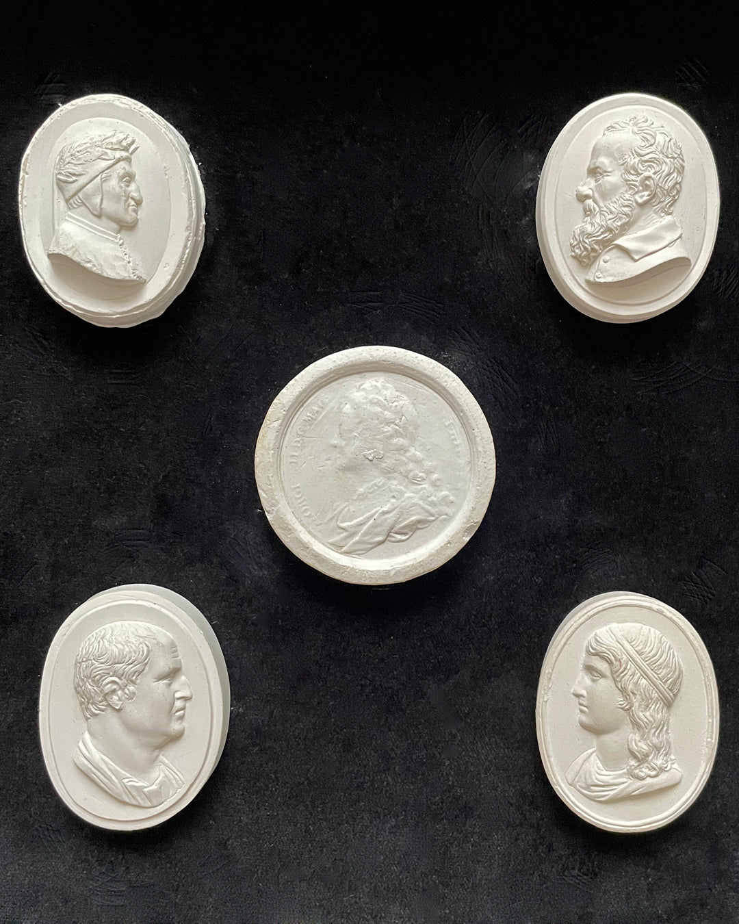 Set Of Five Grand Tour Intaglios Historical Figures 19/20th C ANTIQUE