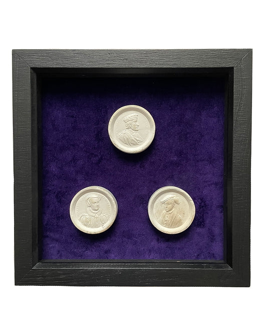 Set Of Three Grand Tour Intaglios English Kings & Queen 19th C ANTIQUE