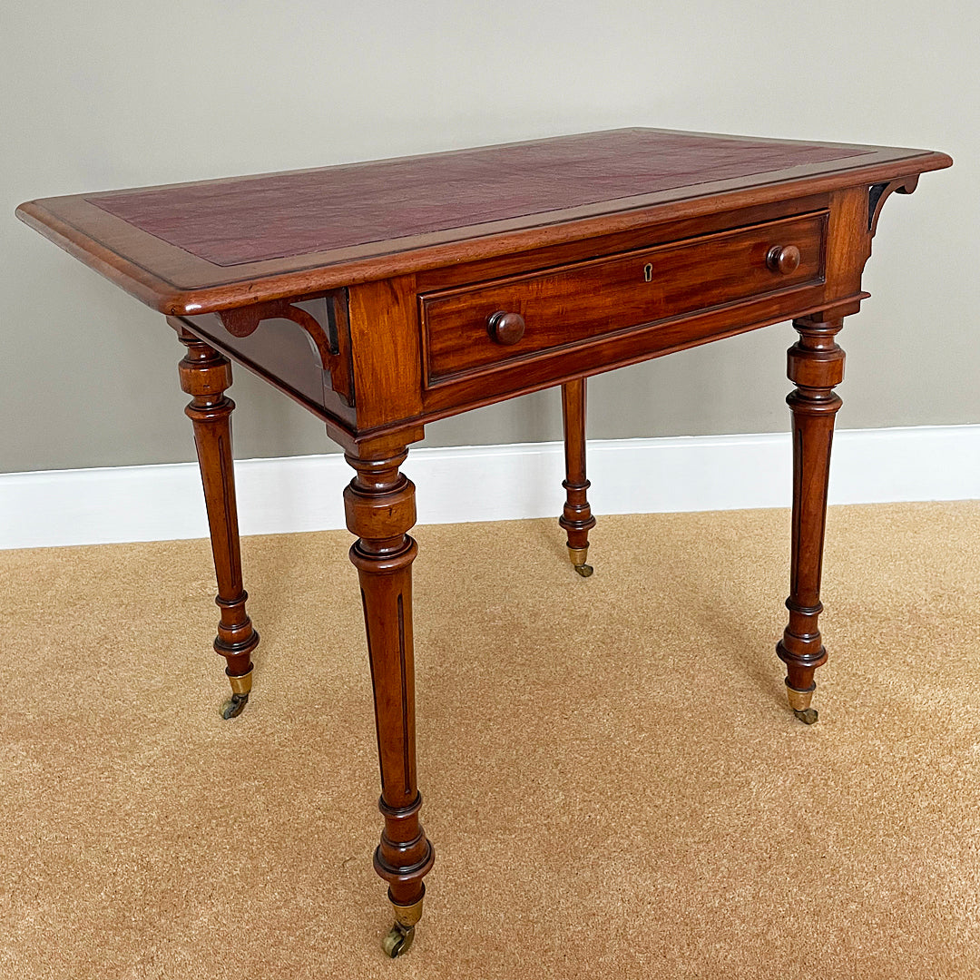 Compact Writing Table & Desk Mahogany & Leather Victorian (1860-1880) ANTIQUE