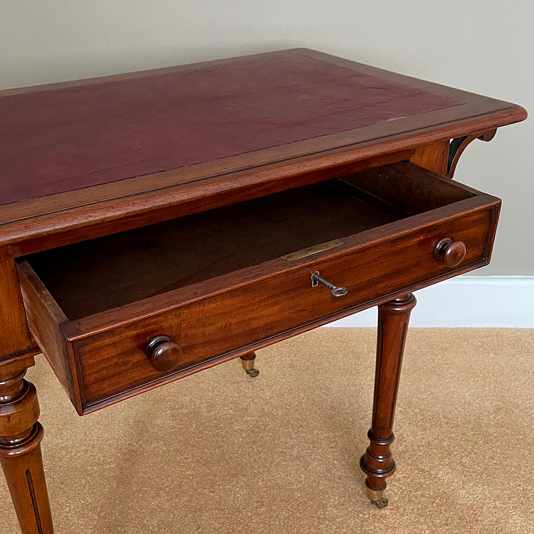 Compact Writing Table & Desk Mahogany & Leather Victorian (1860-1880) ANTIQUE