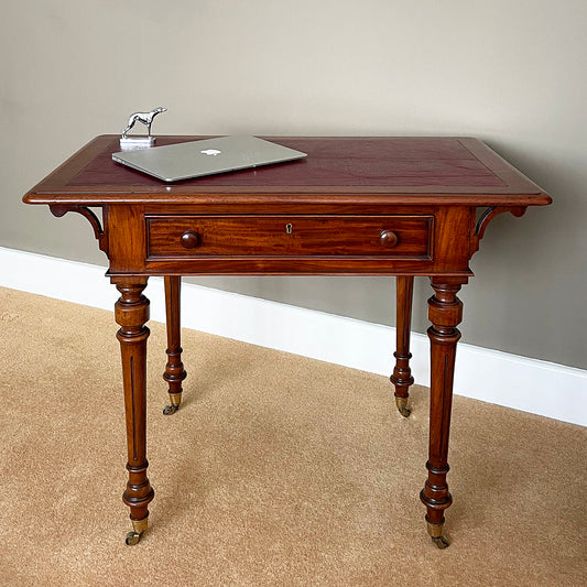 Compact Writing Table & Desk Mahogany & Leather Victorian (1860-1880) ANTIQUE