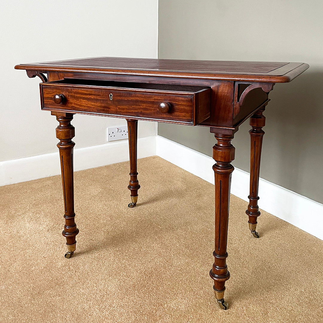 Compact Writing Table & Desk Mahogany & Leather Victorian (1860-1880) ANTIQUE