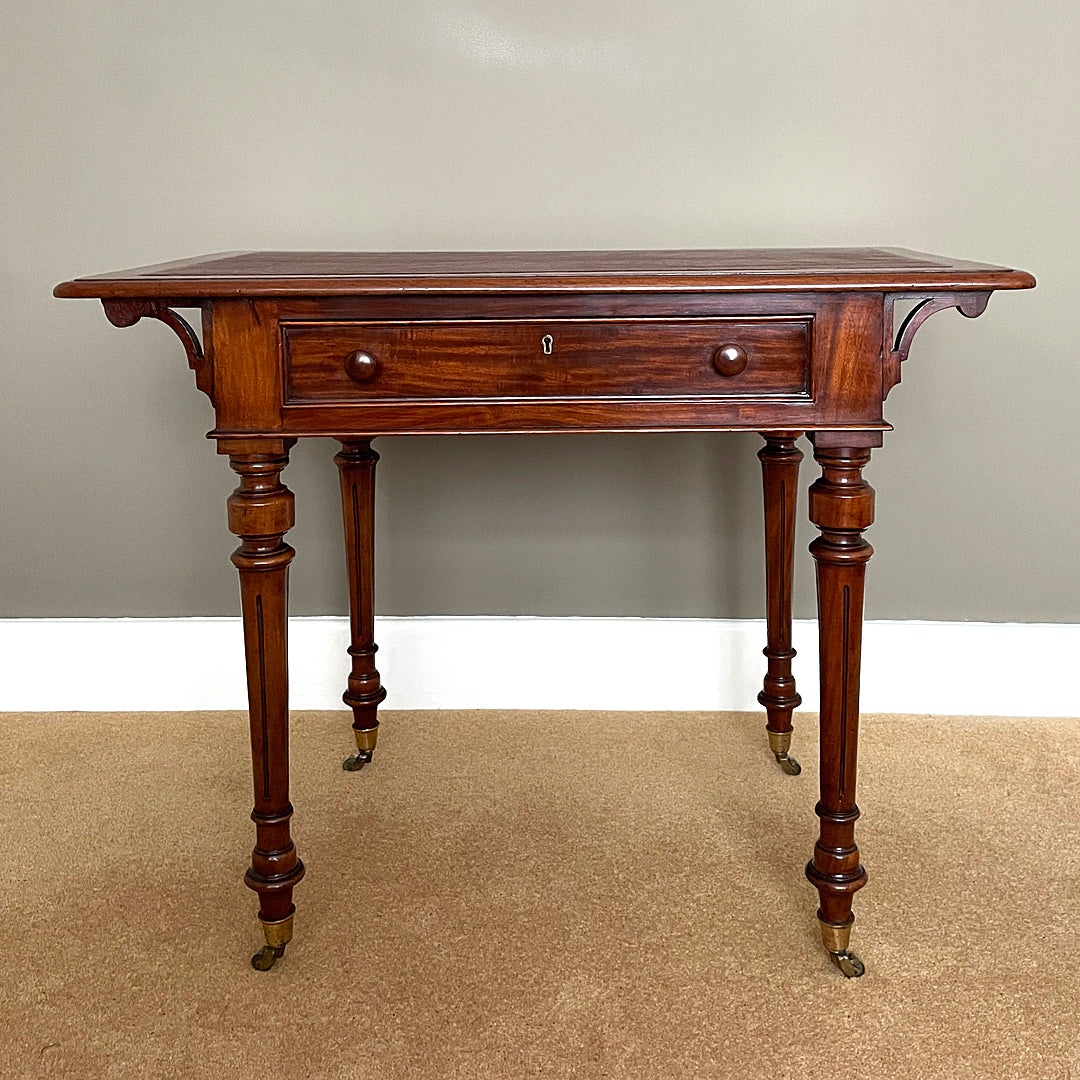 Compact Writing Table & Desk Mahogany & Leather Victorian (1860-1880) ANTIQUE