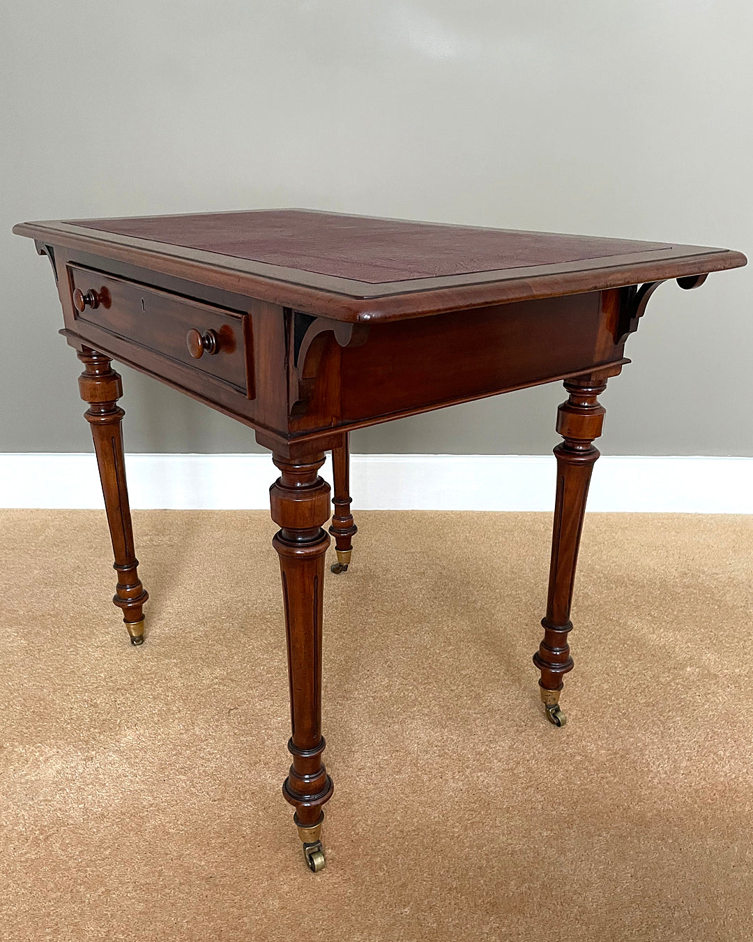 Compact Writing Table & Desk Mahogany & Leather Victorian (1860-1880) ANTIQUE