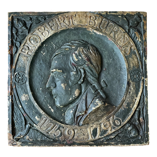 Robert Burns Commemorative Plaque Bronzed Oak & Plaster 1890's ANTIQUE