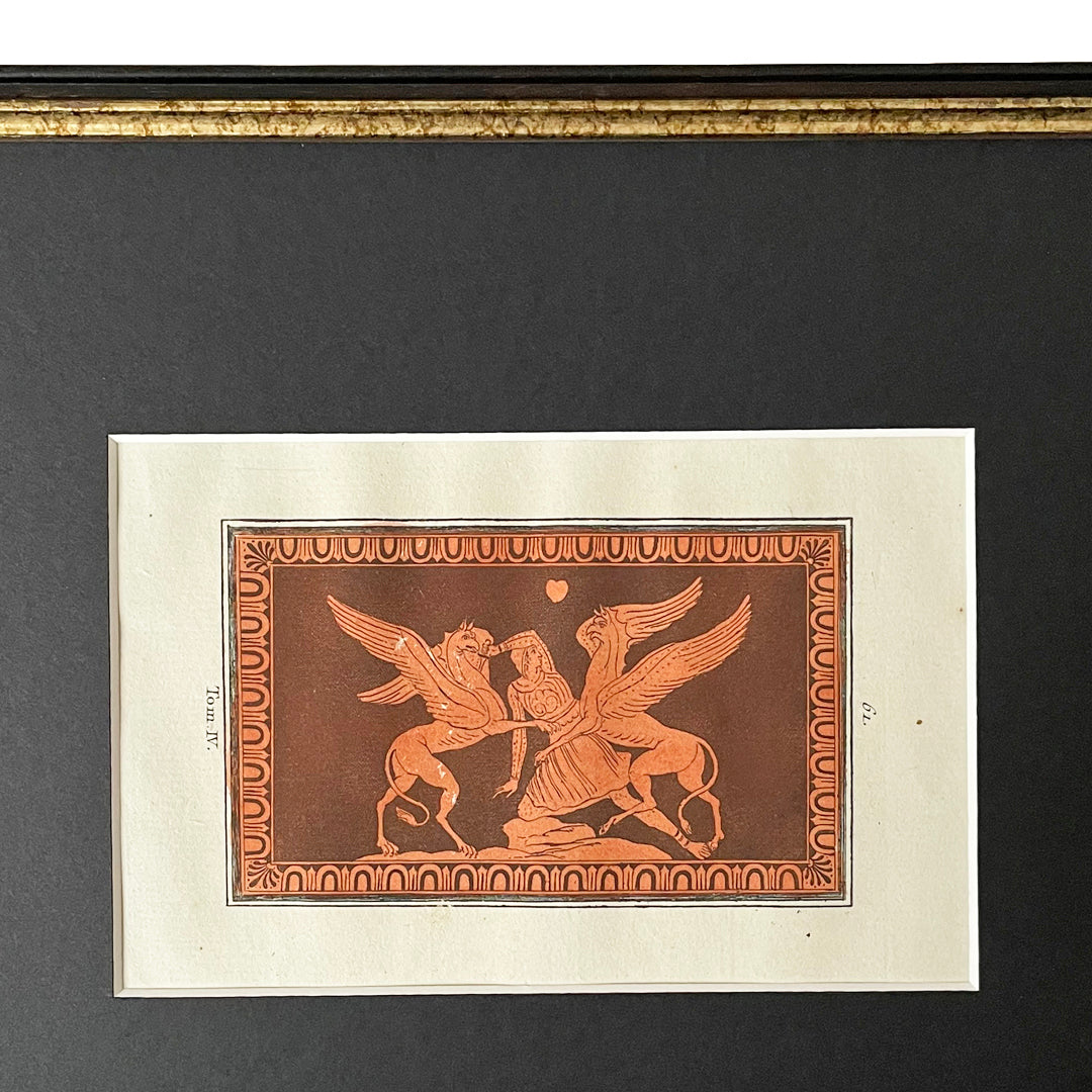 Engraving Arimaspi & Griffins Plate 61 William Hamilton 1787 ANTIQUE