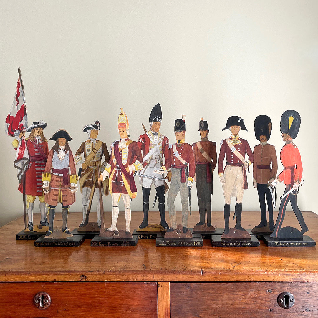 EV Howell Hand Painted Miniature Wooden Soldiers 20th Regiment Lancashire Fusiliers VINTAGE