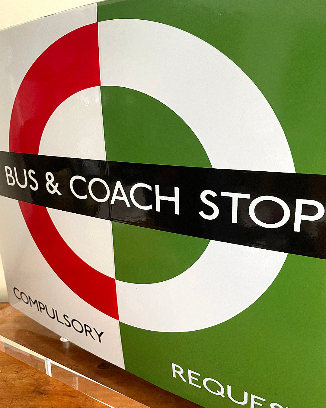 London Transport Bus & Coach Stop Enamel Sign Double Sided 1980’s VINTAGE