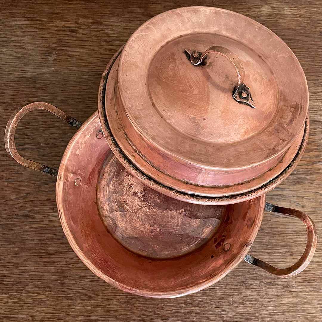 Hammered Copper Tourtière Pie Pan France Early 1800's ANTIQUE