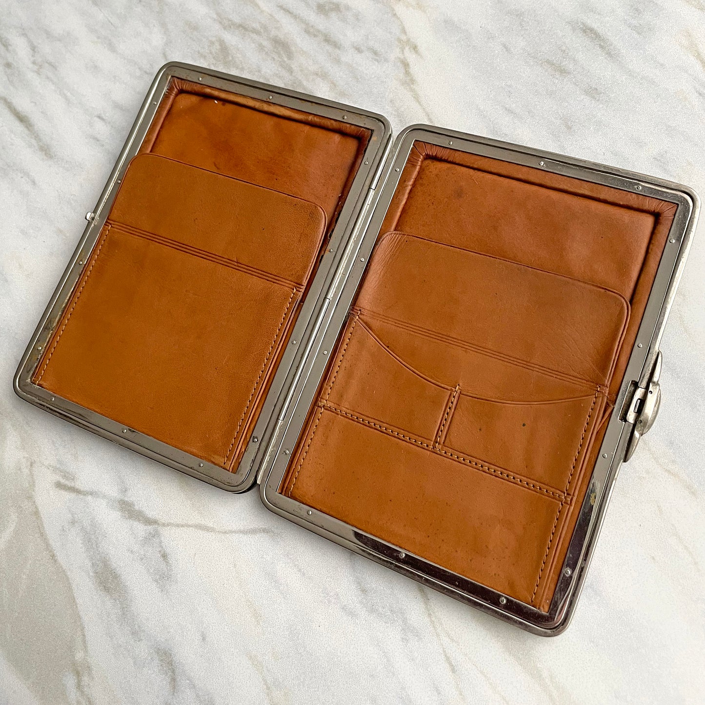 Crocodile Skin & Leather Wallet Silver London Edwardian (1904) ANTIQUE