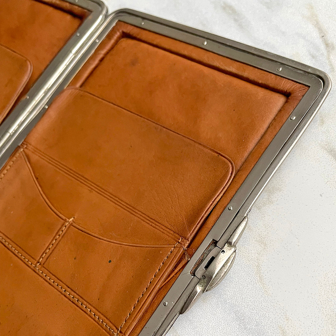 Crocodile Skin & Leather Wallet Silver London Edwardian (1904) ANTIQUE
