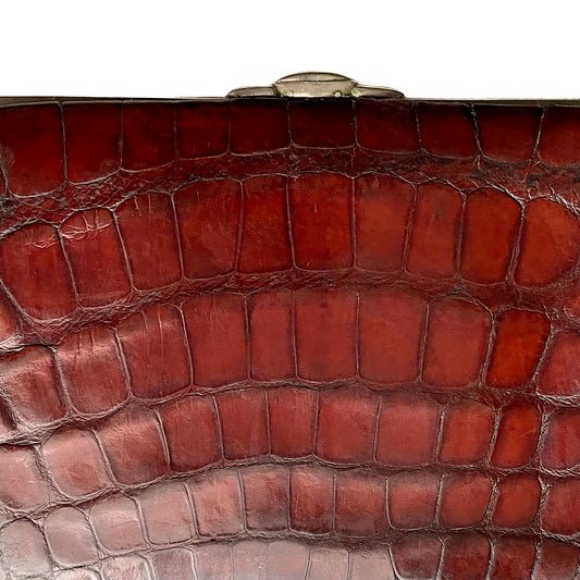 Crocodile Skin & Leather Wallet Silver London Edwardian (1904) ANTIQUE