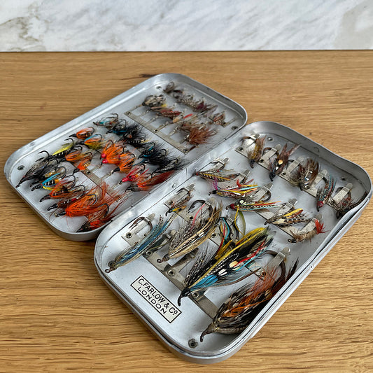 C. Farlow & Co Wheatley Aluminium Fly Fishing Box & Flies 1966 VINTAGE