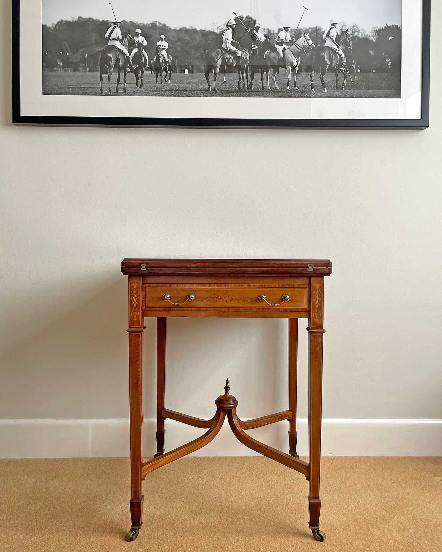 Maple & Co Satinwood Card Table With Inlaid Decoration Edwardian ANTIQUE