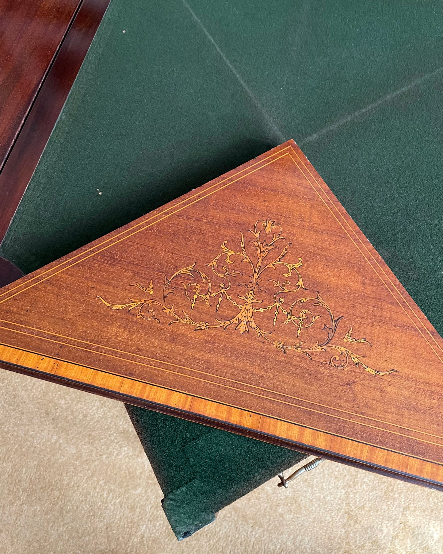 Maple & Co Satinwood Card Table With Inlaid Decoration Edwardian ANTIQUE