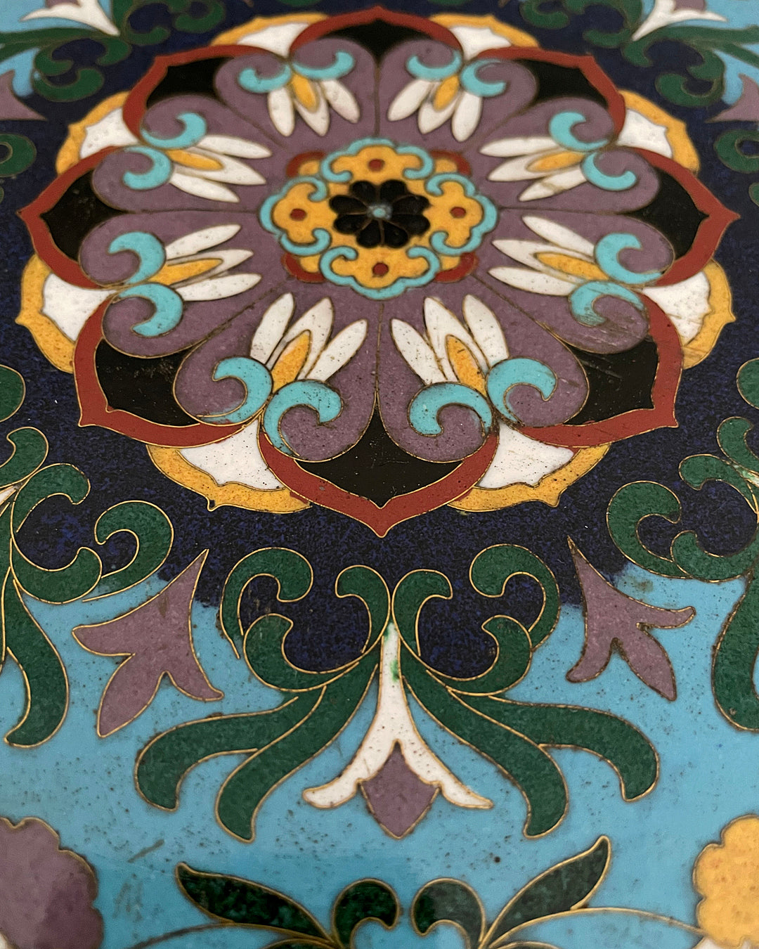 Black Lacquered Coffee Table & Inset Cloisonne Discs China 1920's ANTIQUE