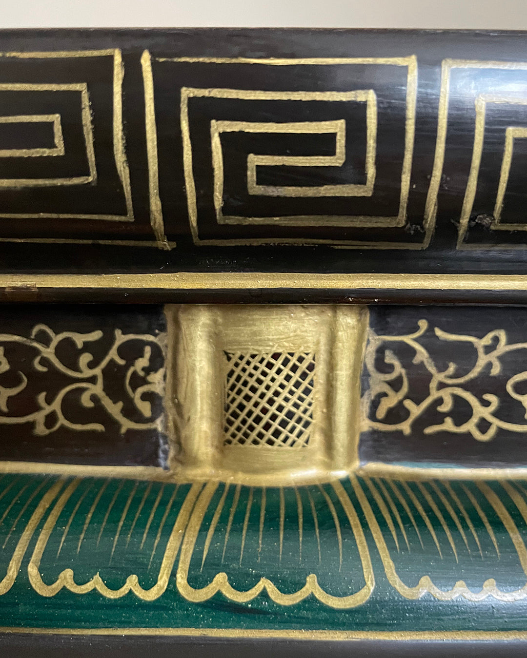 Black Lacquered Coffee Table & Inset Cloisonne Discs China 1920's ANTIQUE