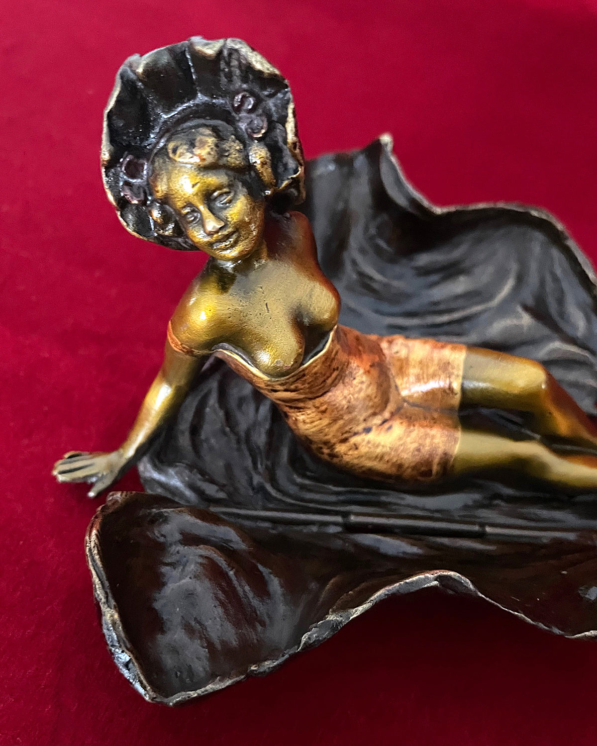 Franz Xavier Bergmann Reclining Nude Lady Erotic Cold Painted Bronze Figurine ANTIQUE