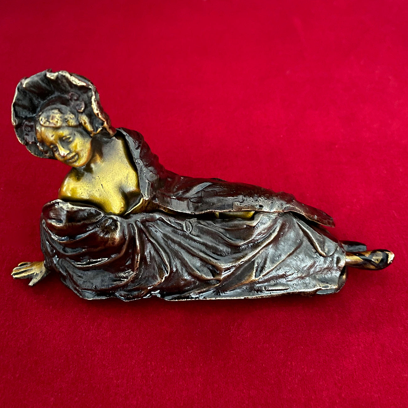 Franz Xavier Bergmann Reclining Nude Lady Erotic Cold Painted Bronze Figurine ANTIQUE