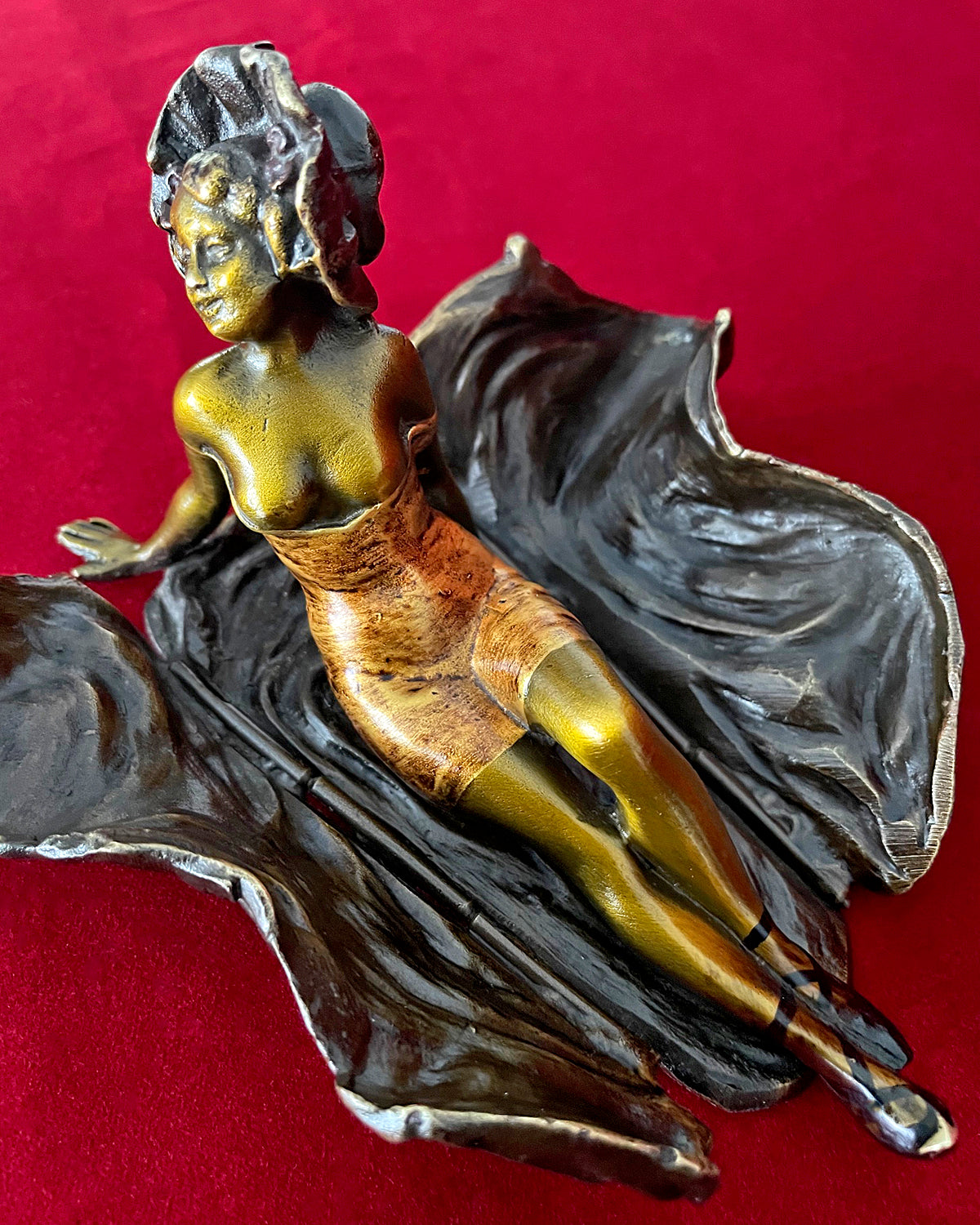 Franz Xavier Bergmann Reclining Nude Lady Erotic Cold Painted Bronze Figurine ANTIQUE