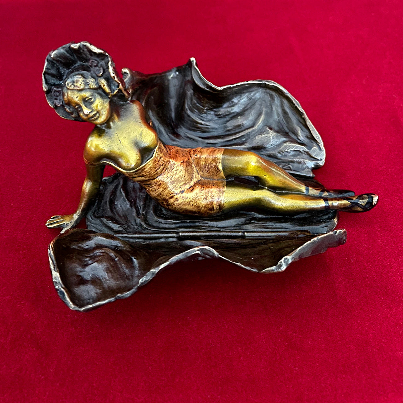 Franz Xavier Bergmann Reclining Nude Lady Erotic Cold Painted Bronze Figurine ANTIQUE