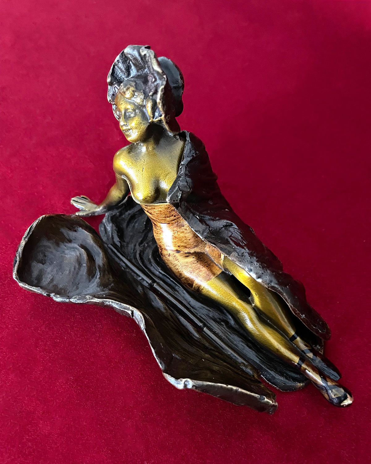 Franz Xavier Bergmann Reclining Nude Lady Erotic Cold Painted Bronze Figurine ANTIQUE