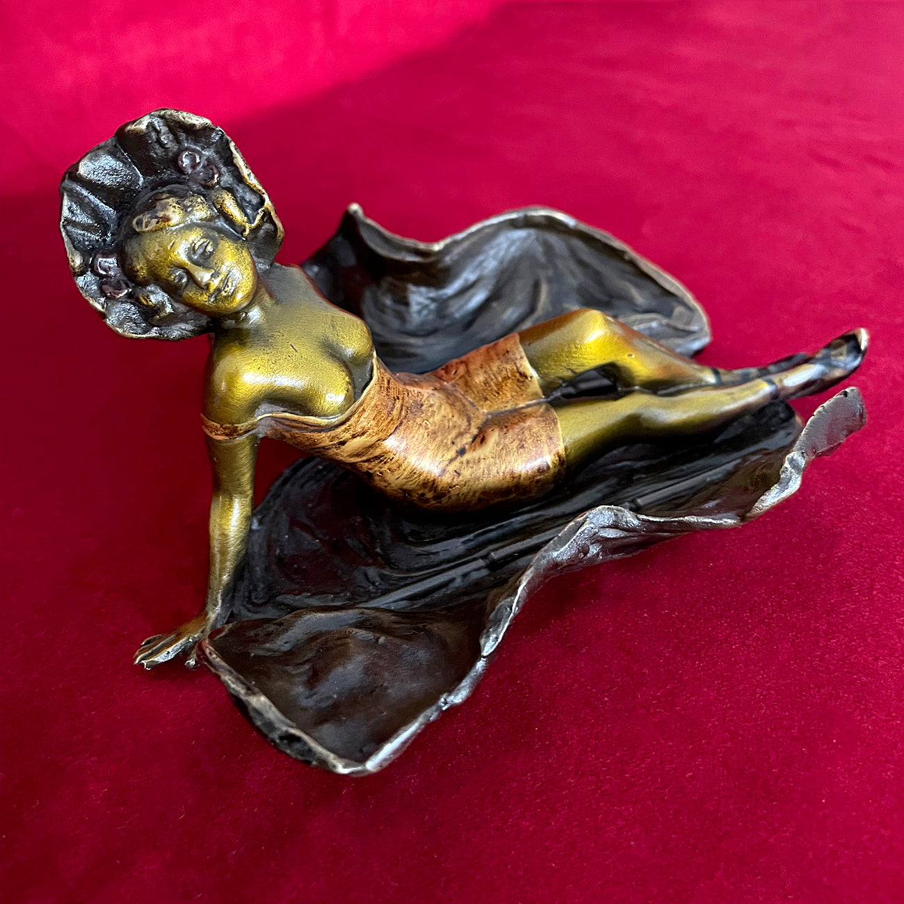 Franz Xavier Bergmann Reclining Nude Lady Erotic Cold Painted Bronze Figurine ANTIQUE