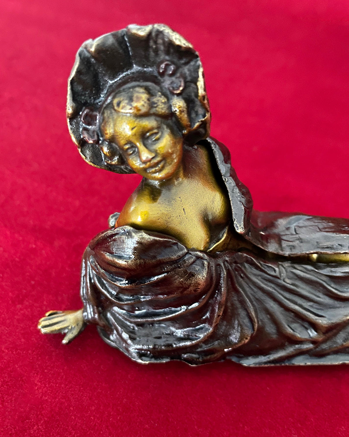 Franz Xavier Bergmann Reclining Nude Lady Erotic Cold Painted Bronze Figurine ANTIQUE