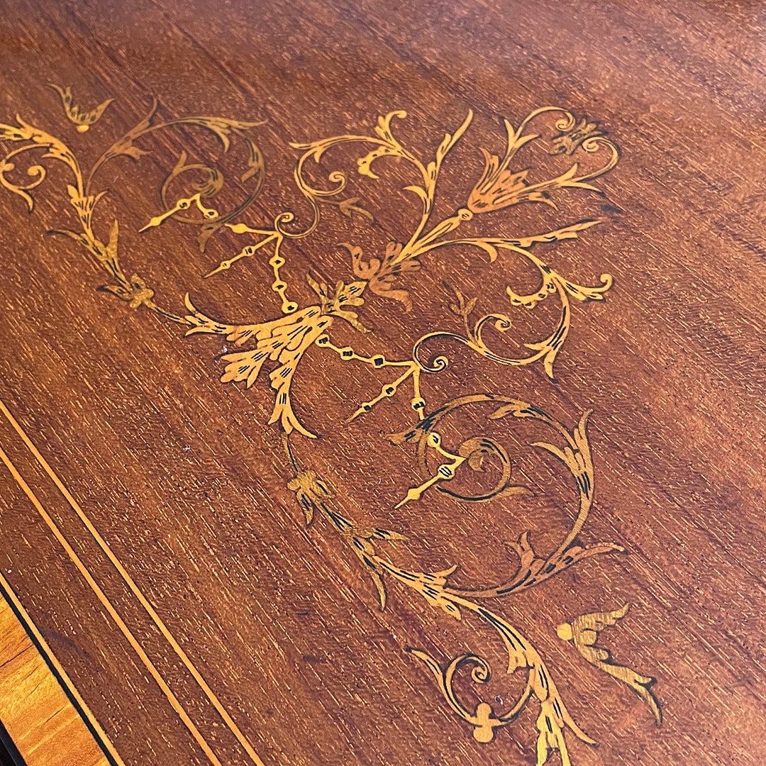 Maple & Co Satinwood Card Table With Inlaid Decoration Edwardian ANTIQUE