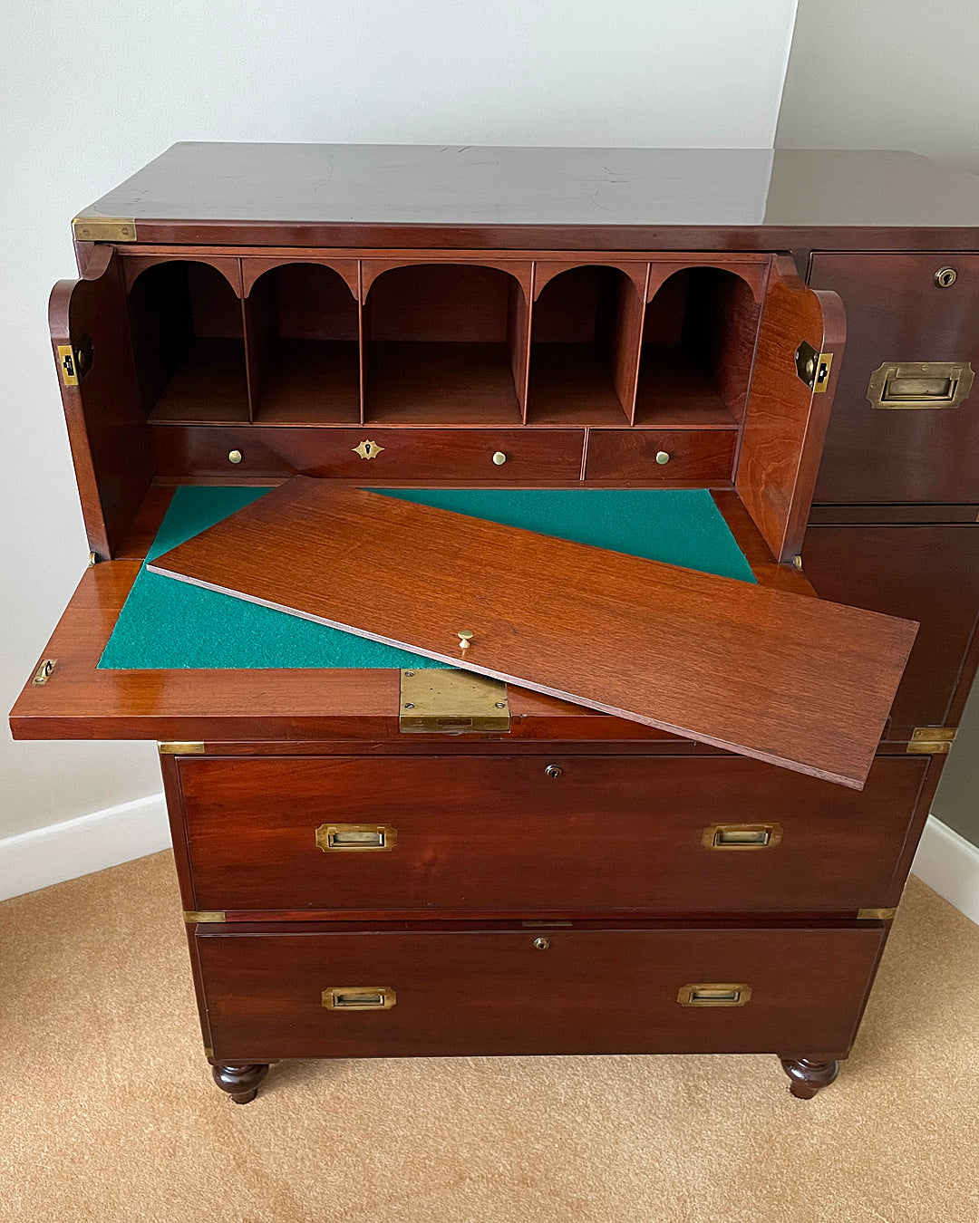 W. Day Secretaire Campaign Chest Early 19th Century ANTIQUE
