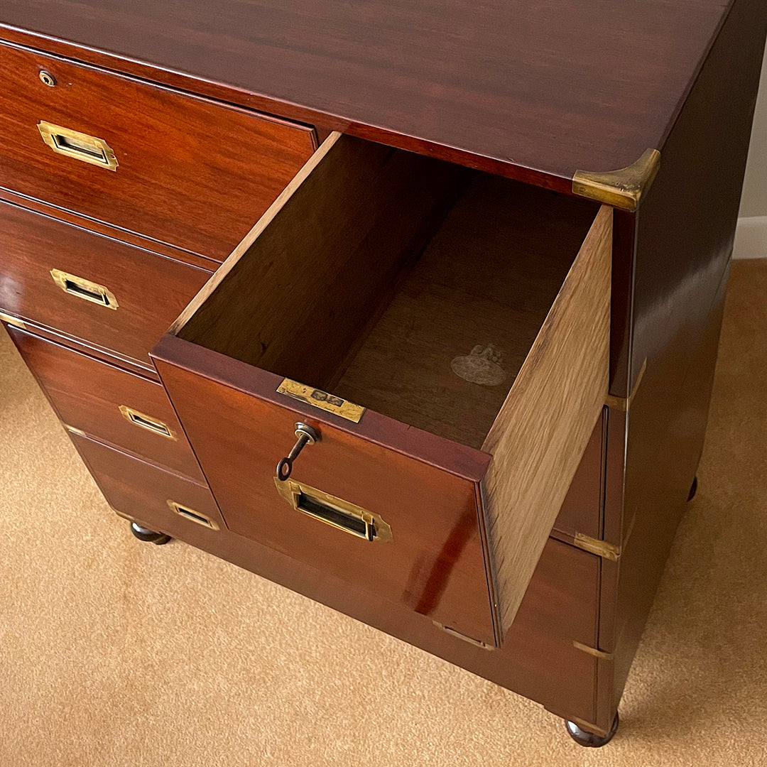 W. Day Secretaire Campaign Chest Early 19th Century ANTIQUE