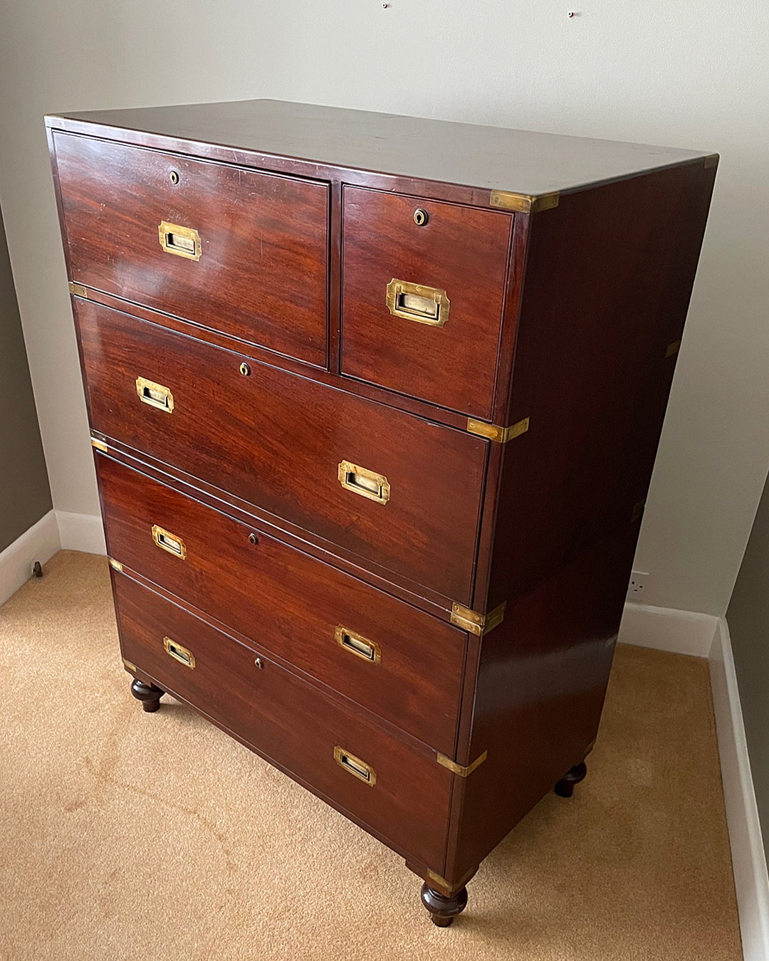 W. Day Secretaire Campaign Chest Early 19th Century ANTIQUE