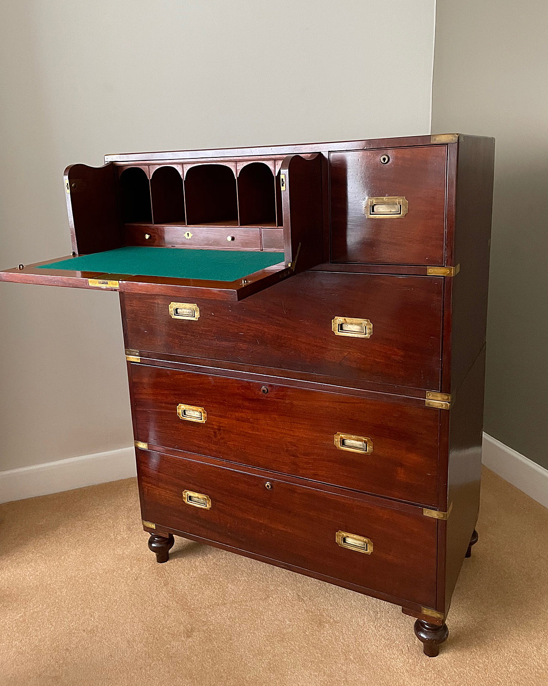 W. Day Secretaire Campaign Chest Early 19th Century ANTIQUE
