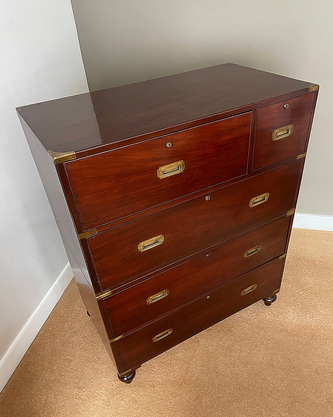 W. Day Secretaire Campaign Chest Early 19th Century ANTIQUE
