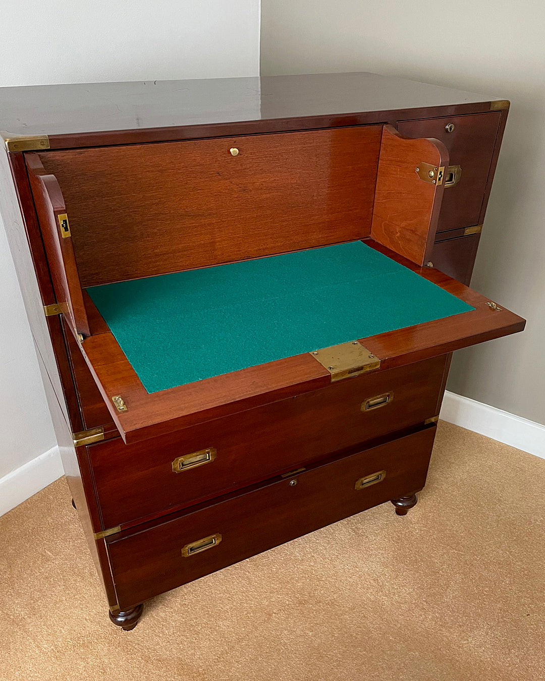 W. Day Secretaire Campaign Chest Early 19th Century ANTIQUE