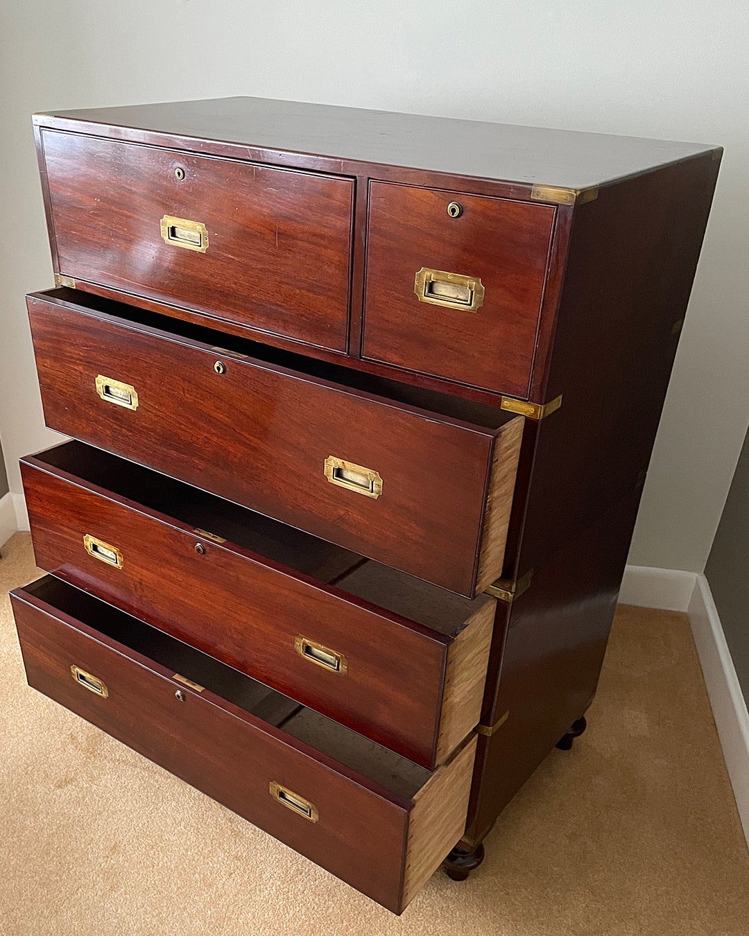 W. Day Secretaire Campaign Chest Early 19th Century ANTIQUE