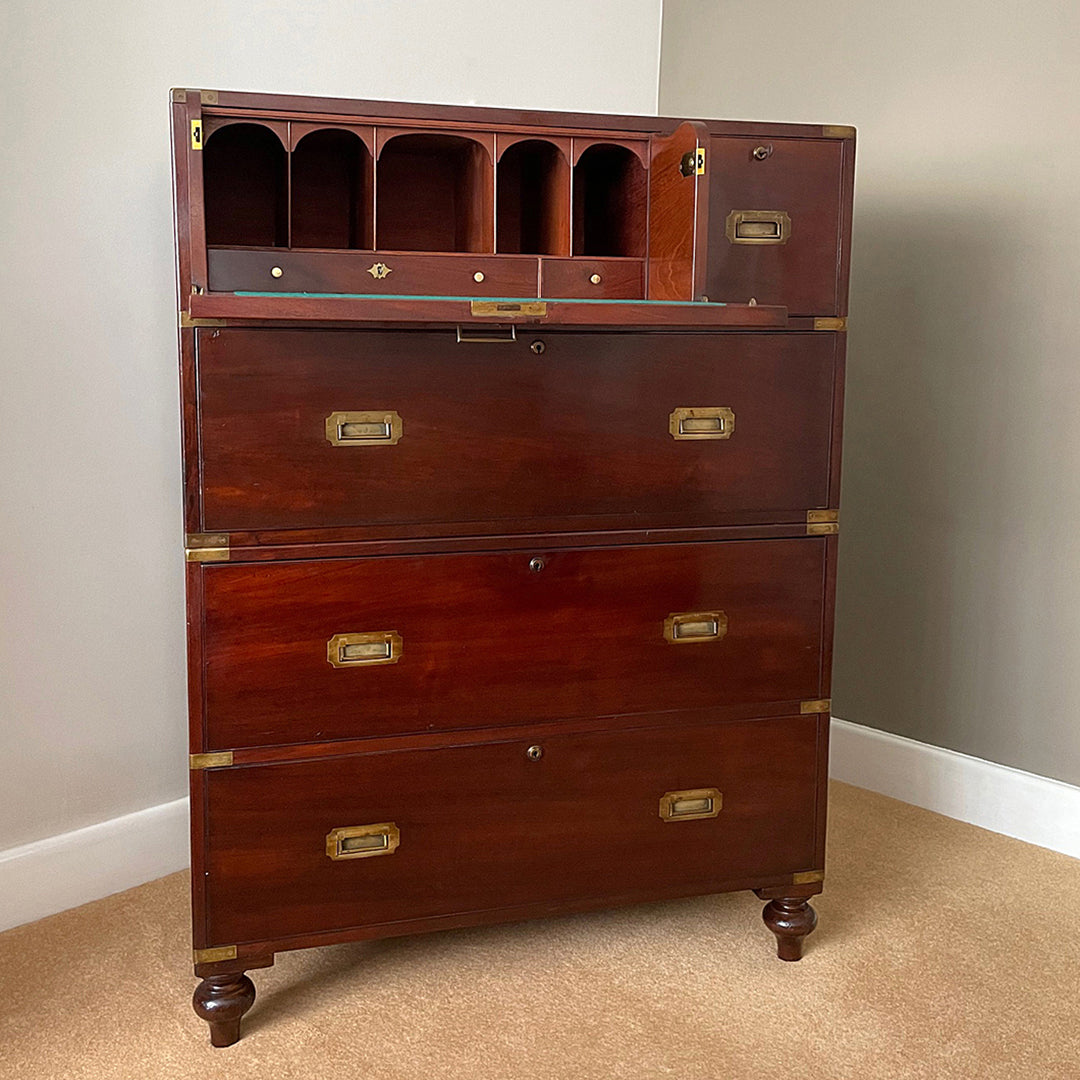 W. Day Secretaire Campaign Chest Early 19th Century ANTIQUE