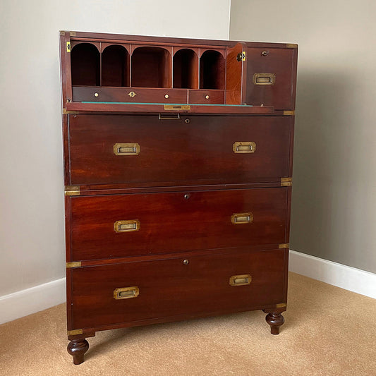 W. Day Secretaire Campaign Chest Early 19th Century ANTIQUE
