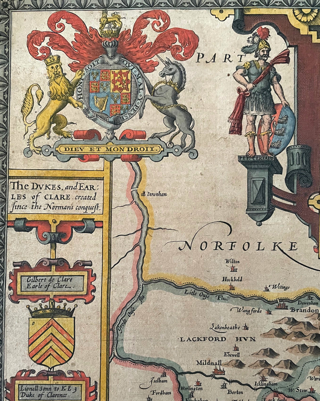 Suffolke Described - Suffolk County Map By John Speed - George Humble Edition 1611 ANTIQUE