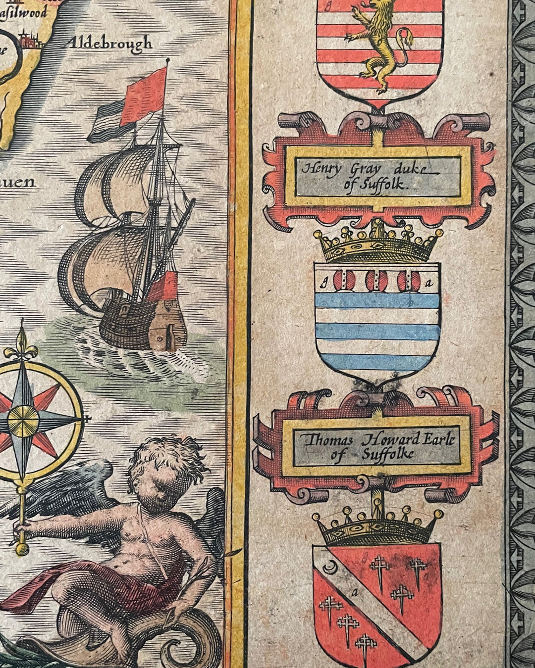 Suffolke Described - Suffolk County Map By John Speed - George Humble Edition 1611 ANTIQUE