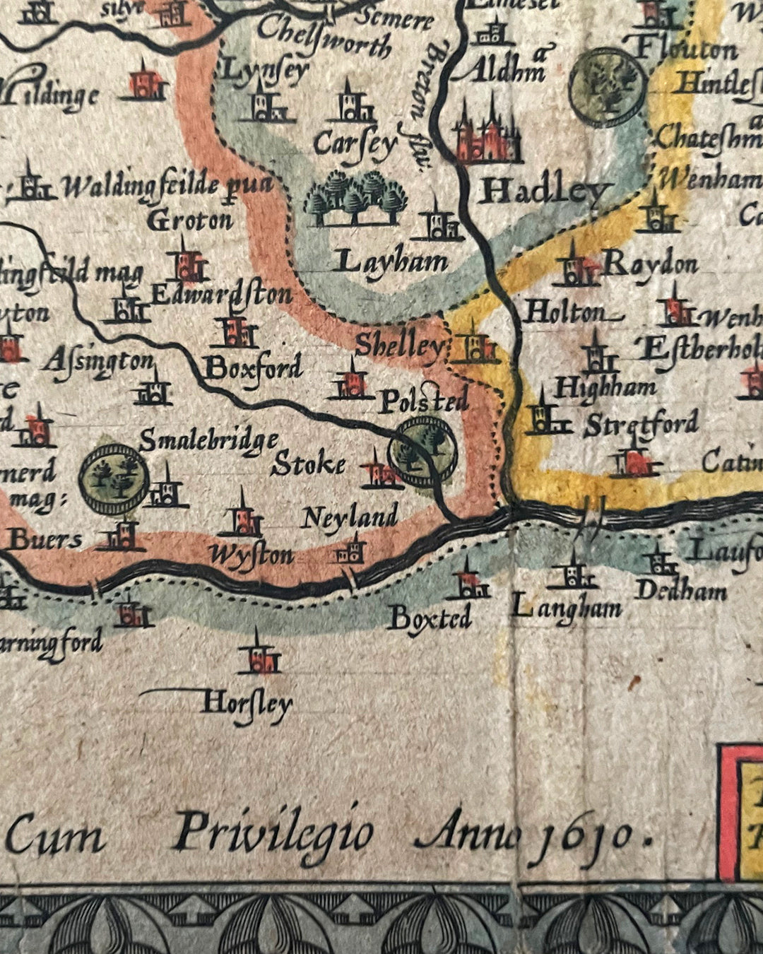 Suffolke Described - Suffolk County Map By John Speed - George Humble Edition 1611 ANTIQUE