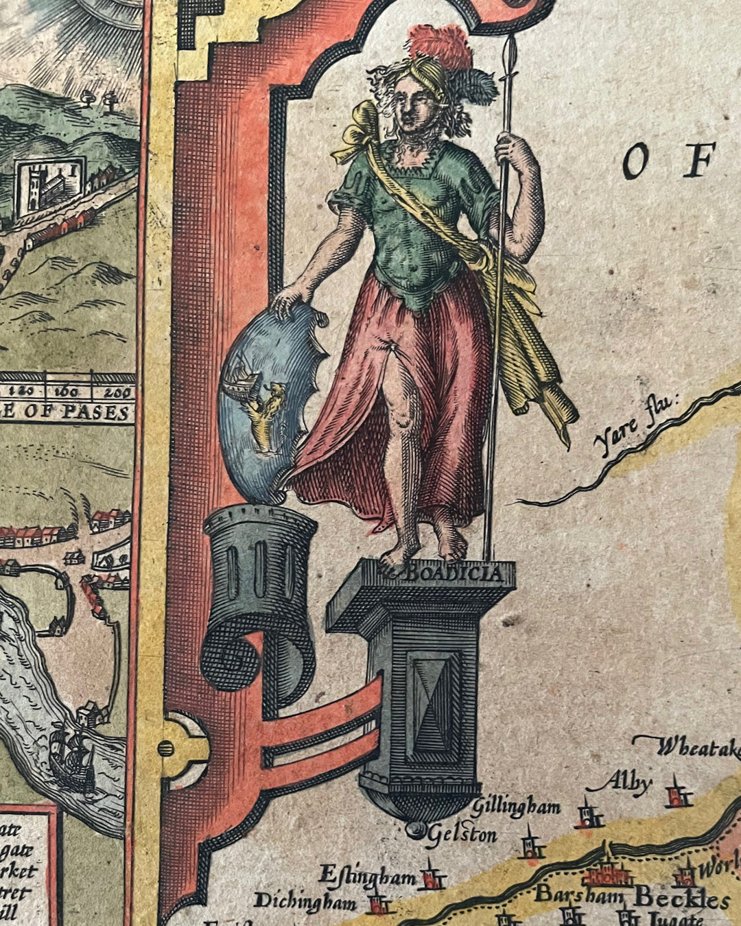 Suffolke Described - Suffolk County Map By John Speed - George Humble Edition 1611 ANTIQUE