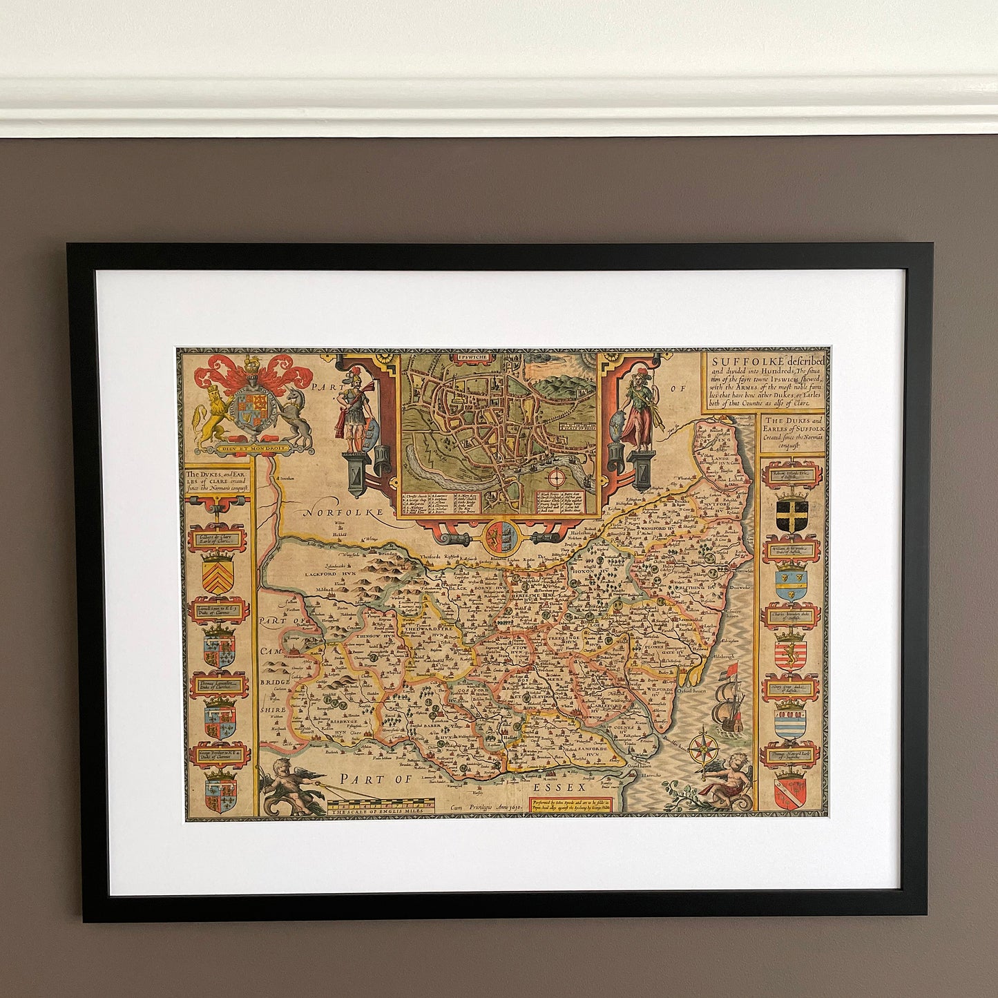 Suffolke Described - Suffolk County Map By John Speed - George Humble Edition 1611 ANTIQUE