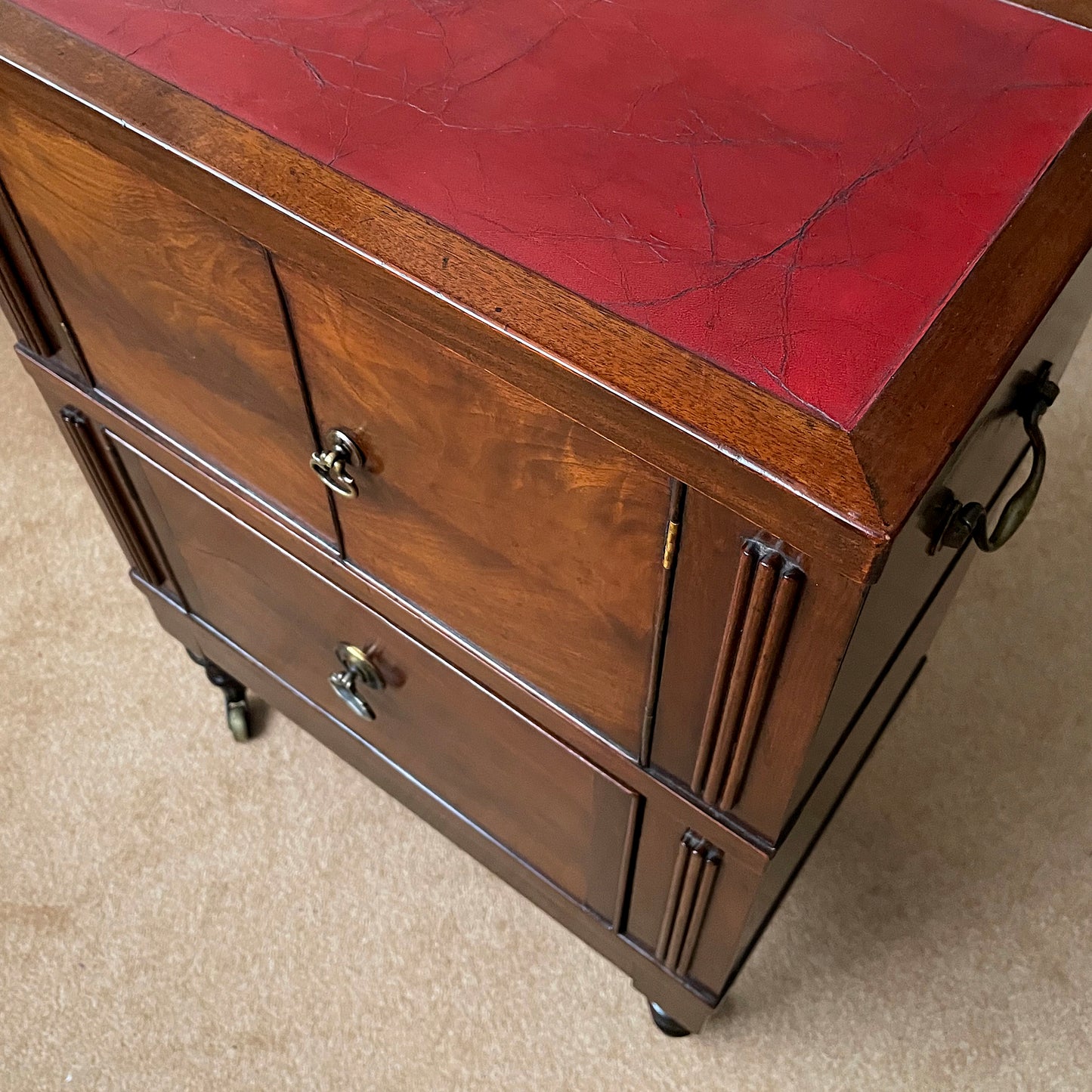 Bedside Cabinet / Cupboard Military Campaign Furniture 19th Century ANTIQUE