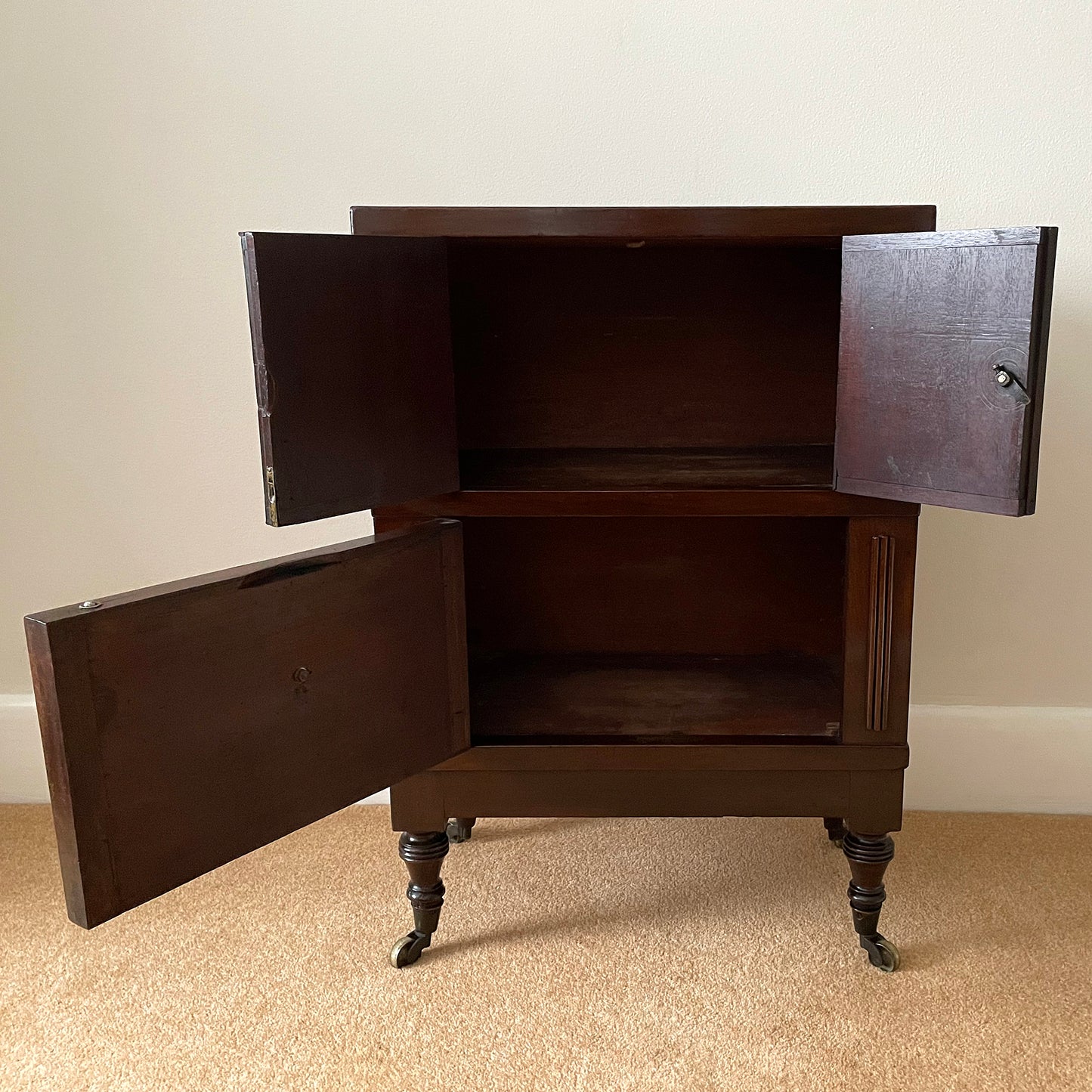 Bedside Cabinet / Cupboard Military Campaign Furniture 19th Century ANTIQUE