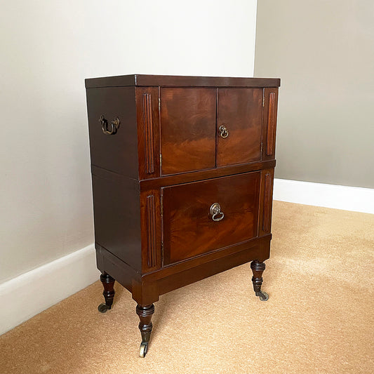 Bedside Cabinet / Cupboard Military Campaign Furniture 19th Century ANTIQUE