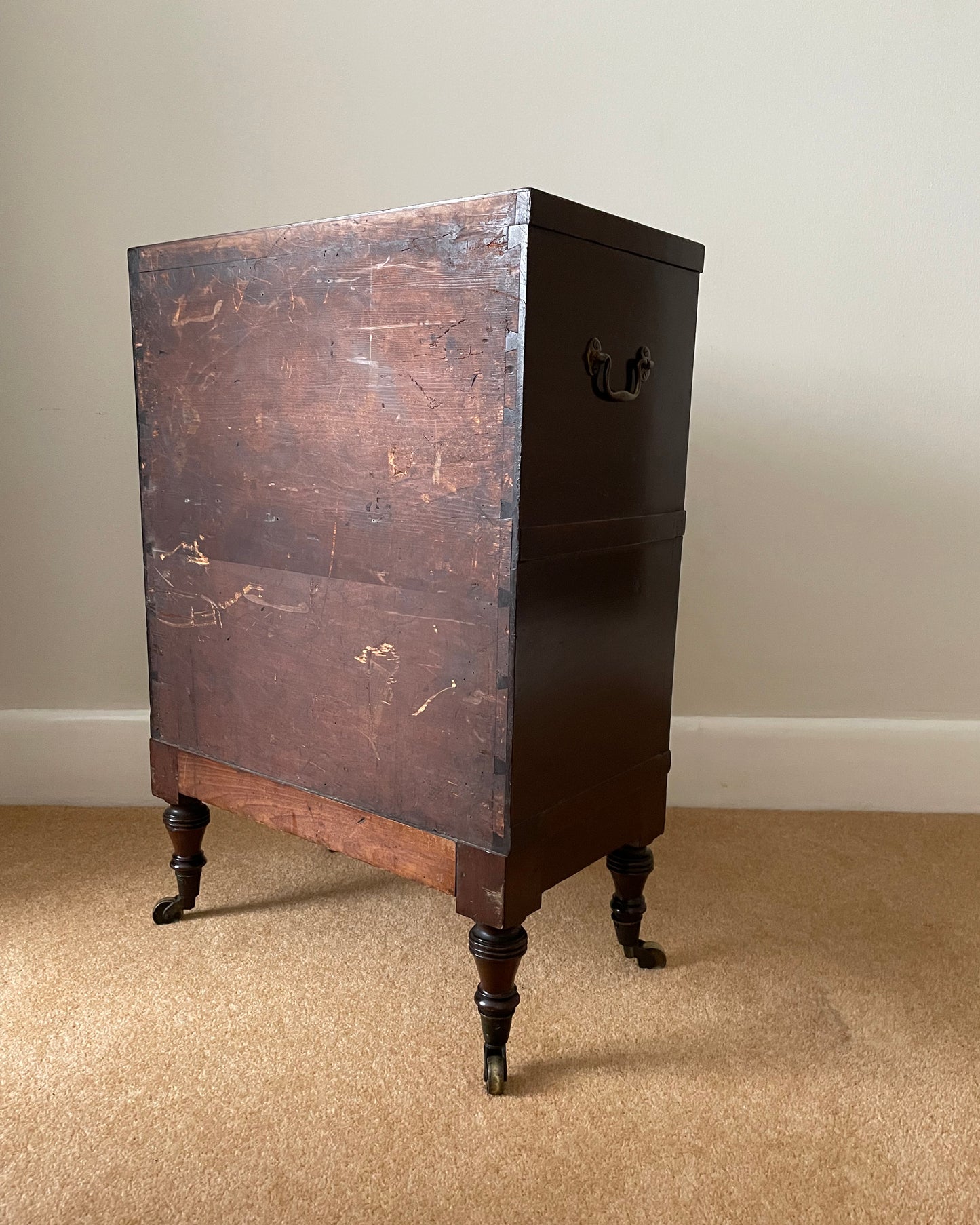 Bedside Cabinet / Cupboard Military Campaign Furniture 19th Century ANTIQUE