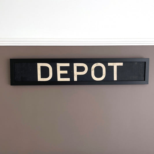 Framed Original Bus Blind DEPOT Destination Sign 1950's VINTAGE