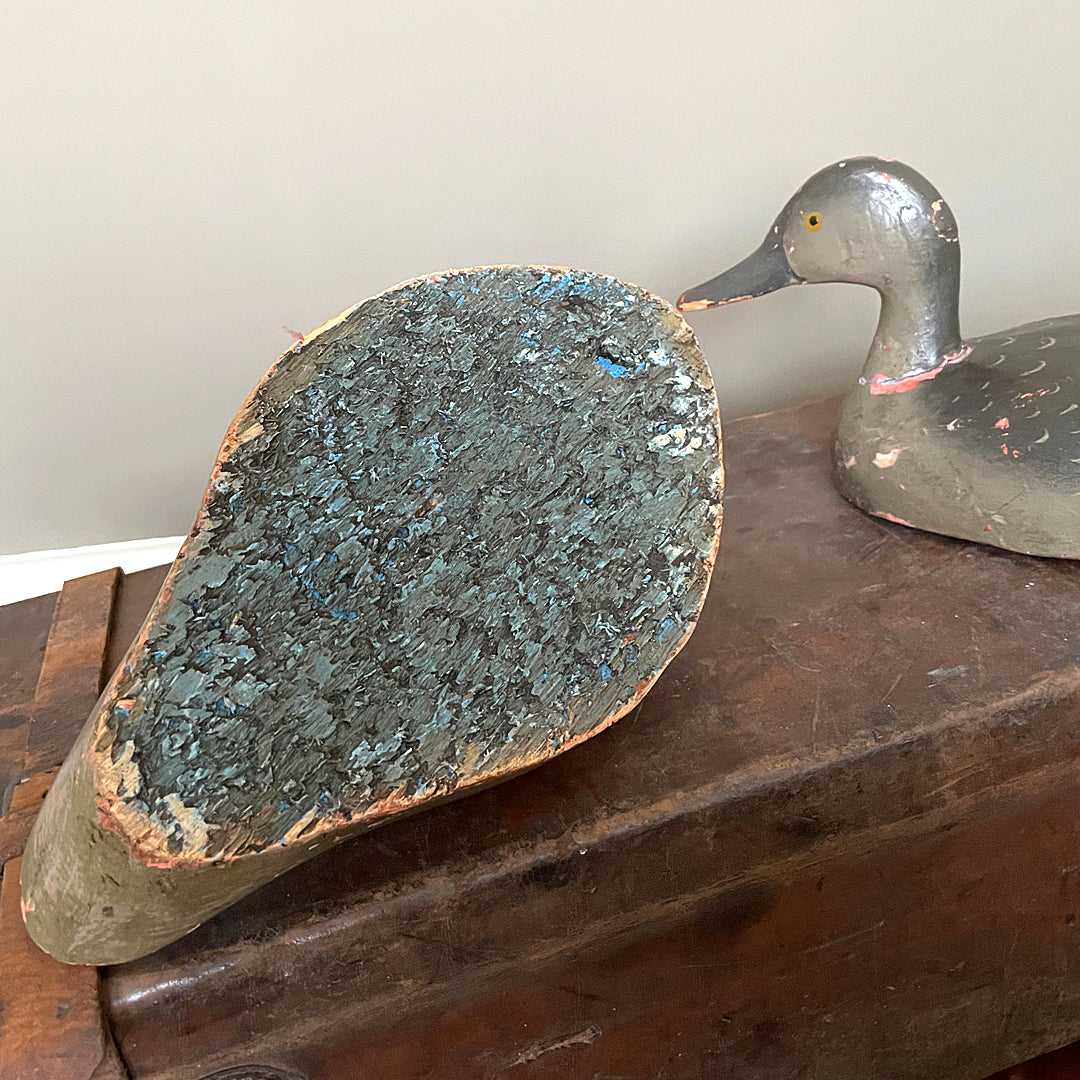 A Pair Of Wooden Decoy Ducks Carved & Hand Painted 1920's ANTIQUE