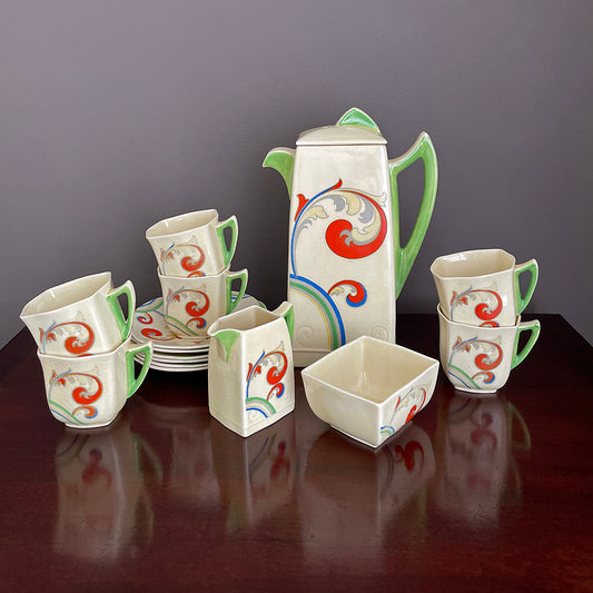 Royal Doulton Syren Duveen Coffee Set For Six Art Deco 1930's VINTAGE